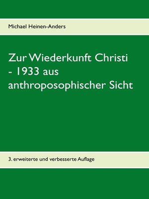 cover image of Zur Wiederkunft Christi--1933 aus anthroposophischer Sicht